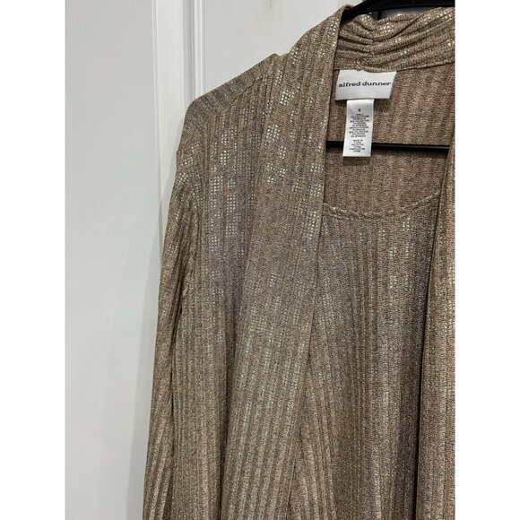 Alfred Dunner Womens Metallic Gold Cardigan Attached Tank Set Sz Small - Picture 4 of 10